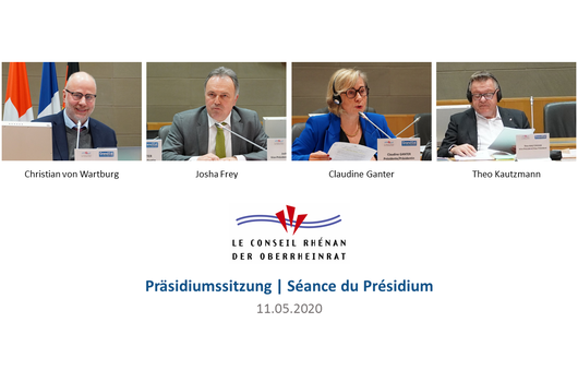 Membres du Présidium du Conseil Rhénan : Christian von Wartburg, Josha Frey, Claudine Ganter, Theo Kautzmann