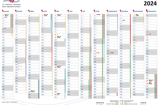 2024 | Calendrier des vacances et jours fériés dans le Rhin supérieur